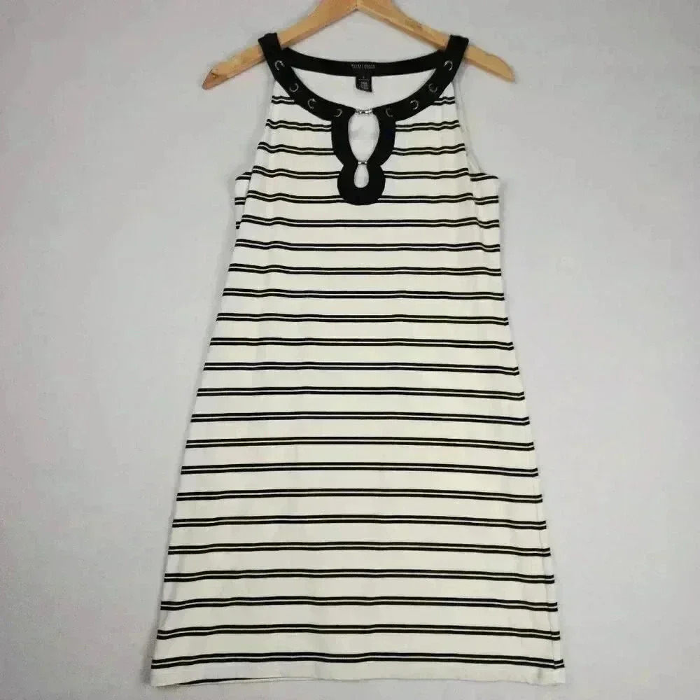 White House Black Market Women's‎ Sleeveless Dress Small White And Black Stripe